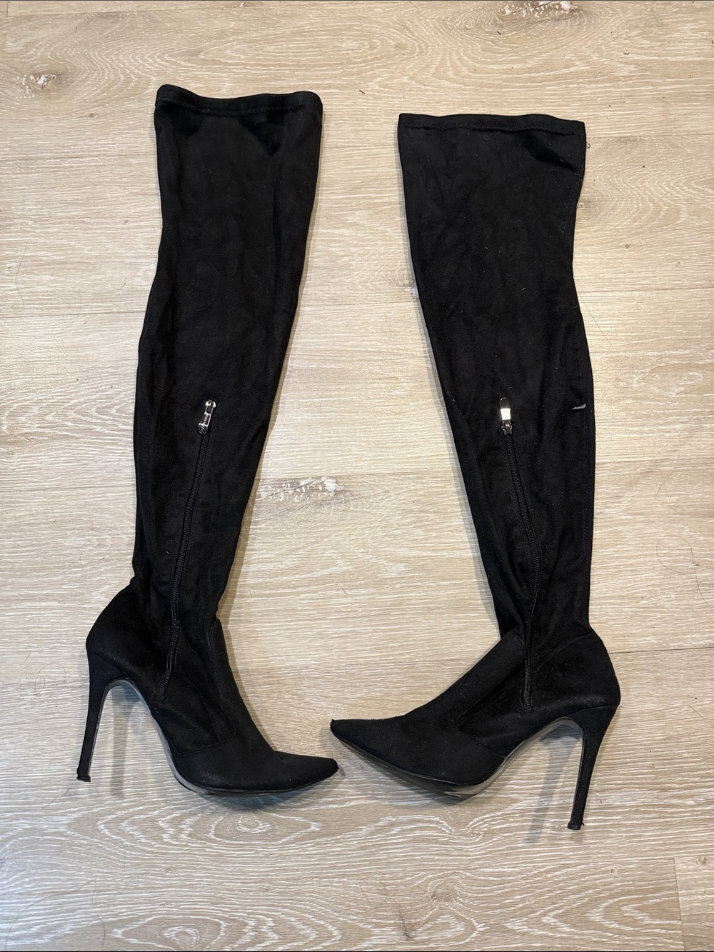 Black Over-the-Knee Stiletto Boots - Women's